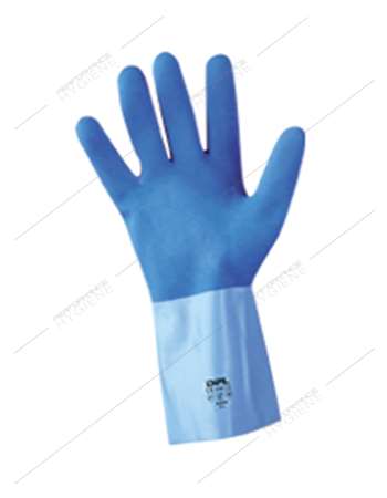 Gant latex bleu/bleu jersette M - la paire